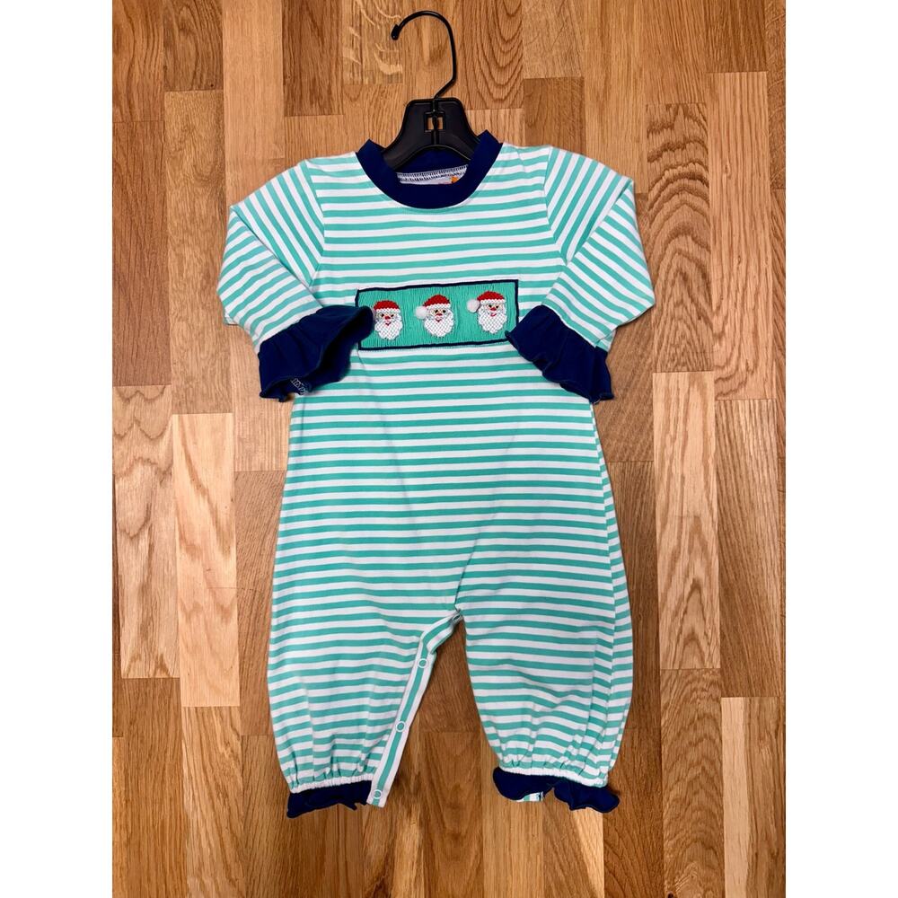 Santa Smocked Playsuit SIZE: 9M